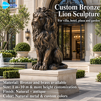 Sculpture de lion majestueux en bronze, moulage à la cire perdue, statue animale personnalisée, décoration d'entrée pour villa, hôtel, place publique, jardin, cour.