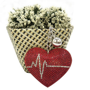 Heartbeat Love Diamond Tassel Llaveros Brillante Rhinestones Bling llavero Rhinestone Llavero en forma de corazón con Tasse - Product Image 5