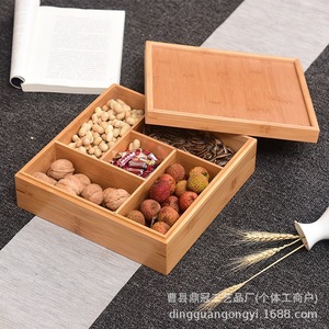 Caja de Bambú con Múltiples Compartimentos y Tapa, Rectangular, Hecha a Mano, para Guardar Refrigerios y Frutas, Uso Doméstico - Product Image 5