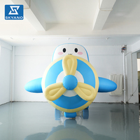 Modèle gonflable d'avion bleu de dessin animé personnalisé pour événements extérieurs, centres commerciaux et publicité de marque