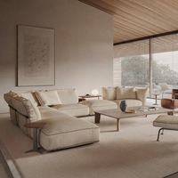 Ensemble de canapés de bureau en tissu de style minimaliste italien luxueux, avec coussinets en éponge et housse amovible lavable, en forme de L, pour un confort optimal dans le salon