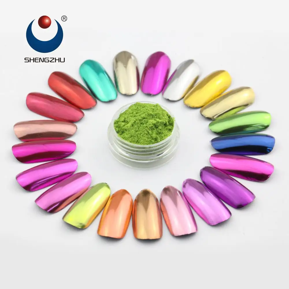50 Farben metallische Wirkung Platin-Spiegel Chrom-Pigment Gel-Nagel-Pulver