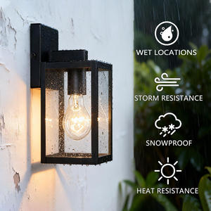 Luminaire mural extérieur à ampoule remplaçable E26 en aluminium et verre, étanche IP54, AC120V, homologué ETL, pour porche, villa, patio - Product Image 6