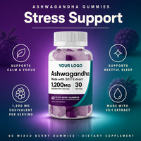 Gummies à la saveur de baies naturelles et végétaliennes à l'ashwagandha pour le soulagement du stress, le soutien de l'humeur, la relaxation, le sommeil, l'énergie, la concentration, l'adaptogène et le bien-être
