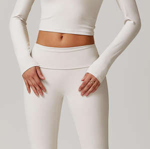 <span class=keywords><strong>Pantalon</strong></span> de yoga évasé <span class=keywords><strong>taille</strong></span> haute pour <span class=keywords><strong>femme</strong></span> en Spandex/Nylon, moulant, rehausseur de fessiers, décontracté - Product Image 3