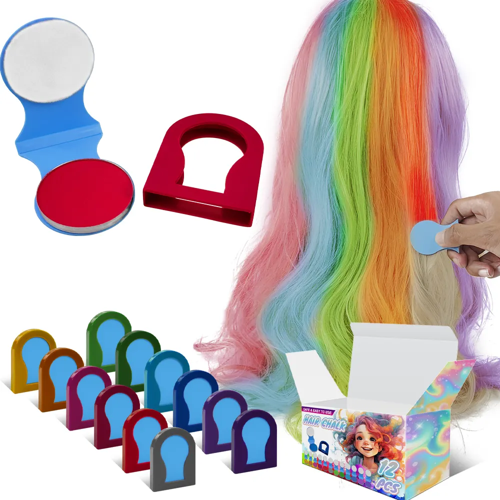 KHY Free Sample Safe Hair Chalk Compact Party Washable Colour And Wholesale Set Kid Girl Temporary Dye Color For 12 Hair Chalk