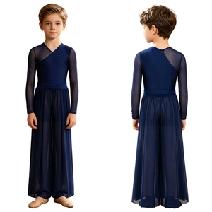 Traje de Danza Lírica Blanco para Niños de 6 a 16 Años, Body con Pantalones para Competencia, Uso Diario, Danza y Ejercicio - Product Image 2