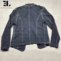Veste Bomber en Jean Délavé et Teint Sur Mesure LARSUR, Style Napoléon, Coupe Slim, Col Montant, Courte, Type Moto, Veste Hussar en Jean