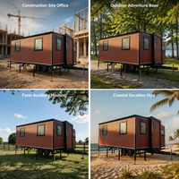 Maison conteneur moderne mobile préfabriquée extensible trois-en-un : solutions d'aménagement pour chambre, hôtel, bureau, espace de vie – Style Mid-Century Modern
