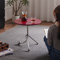 Table basse ronde moderne avec base en acier inoxydable et plateau en MDF, style nordique, meubles de salon pour canapé et balcon