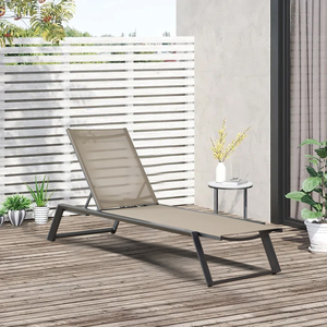 Chaise longue moderne en aluminium avec dossier en maille imperméable pour espaces extérieurs - Idéale pour <span class=keywords><strong>piscine</strong></span>, jardin, hôtel, plage, cour, <span class=keywords><strong>location</strong></span> - Product Image 2