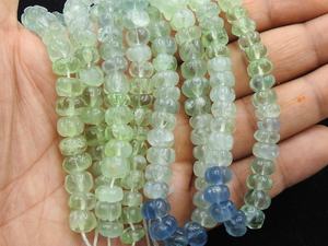 Perles de fluorite multicolores - Forme de rondelle sculptée à la main - Pierre précieuse percée - Certifiées par une tierce partie - Pour la fabrication de bijoux - Fil de 16 pouces - Naturelles - Product Image 5