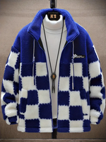 Veste polaire à carreaux confortable pour homme - Manteau d'hiver chaud avec doublure polaire épaisse, design à carreaux noir et blanc