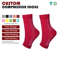 Chaussettes de compression pour sports d'été pour hommes et femmes, nylon durable et respirant, sans orteils, avec logo en bas