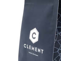 Sac d'emballage en plastique noir mat de qualité alimentaire à fond plat avec pochette zippée pour grains de café, sac de 250g