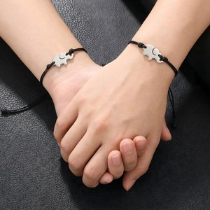 Pinky Promise <b>Couple</b> <b>Bracelet</b> Stainless Steel Waxed Thread Braided Jewelry Gift For Lovers Valentine's Day - Product Image 2