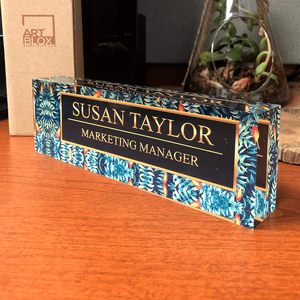 Plaque nominative personnalisée avec support mural ou de bureau - 2 x 8 - Personnalisé