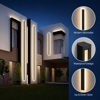 JYLIGHTING Lampe murale linéaire longue noire pour extérieur IP65 et intérieur, étanche CE SAA, en aluminium et acrylique, pour jardin