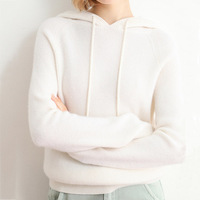 Sweat à capuche en laine d'alpaga à manches longues de couleur unie personnalisé, tricoté, en coton, laine et cachemire, pour femmes