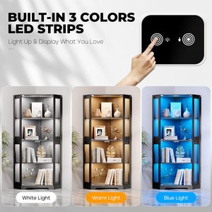 ตู้โชว์กระจกโมเดิร์น SENYU พร้อมไฟ LED ประตูบานเลื่อน สำหรับร้านค้าปลีก ร้านบูติก ห้างสรรพสินค้า โชว์รูม และห้องนั่งเล่น - Product Image 5