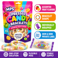 Bracelet de bonbons pressés MPS OEM - Faible teneur en sucre, saveur fruitée, multicolores