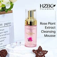 Mousse nettoyante pour le visage à la rose pour peaux sensibles et sèches, nettoyage en profondeur doux, extrait de plante de rose, mousse nettoyante, bulles, lavage du visage, produit