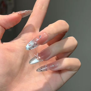 Hars Kleine luipaardprint Puur met de hand gedragen pantser Frans met de hand beschilderd liefdesboog Schattig wit Wilt u afneembare nagelkunst met volledige dekking - Product Image 5