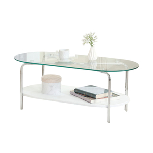 Mesa de Centro Moderna TMG-K90 para Sala de Estar con Tablero de MDF, Tubo de Hierro Galvanizado y Vidrio Templado - Product Image 1