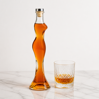 Bouteille en verre créative en forme de sirène, bouteille en verre transparente de qualité alimentaire pour la vodka, le rhum, la tequila et les boissons