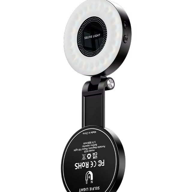 Foldable LED Filling Ring Light Rechargeable Magnetic Selfie Light Phone Holder with Mirror for Makeup Vlog Photography Video
