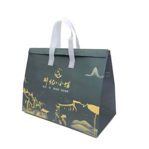 Sac isotherme pour déjeuner simple et tendance, sac fourre-tout thermique isolé, doublure en aluminium, motif de lettres, polyester, sacs à emporter - Product Image 1