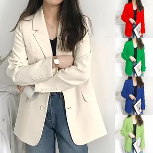 春秋の女性用カジュアルトップス、長袖ポケット付きルーズカーディガンコート、オフィスレディーススリムプラスサイズスーツコート - Product Image 1