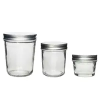Quilted Mason Glass Canning Jar with Silver Lids for Jam