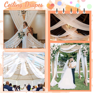 Cortinas Rectangulares de Gasa para Techo, Telón de Fondo Colgante de Marfil para Fiesta de Boda - Product Image 6