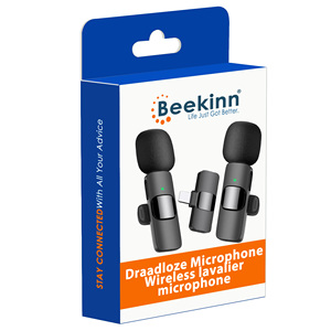 Chuyên nghiệp không dây Lavalier ve áo <span class=keywords><strong>Microphone</strong></span> đa hướng ngưng ghi âm Mic phỏng vấn video podcast vlog Youtube - Product Image 1