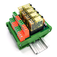 Module de relais miniature scellé DPDT 8A à 4 canaux 2CO RJ2S avec montage sur rail DIN