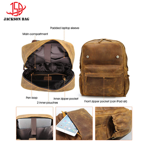 Sac à dos pour homme en cuir véritable vintage personnalisé Fermeture à glissière Nylon Mode Fait main Sac d'école Sac de voyage pour l'été l'hiver - Product Image 6