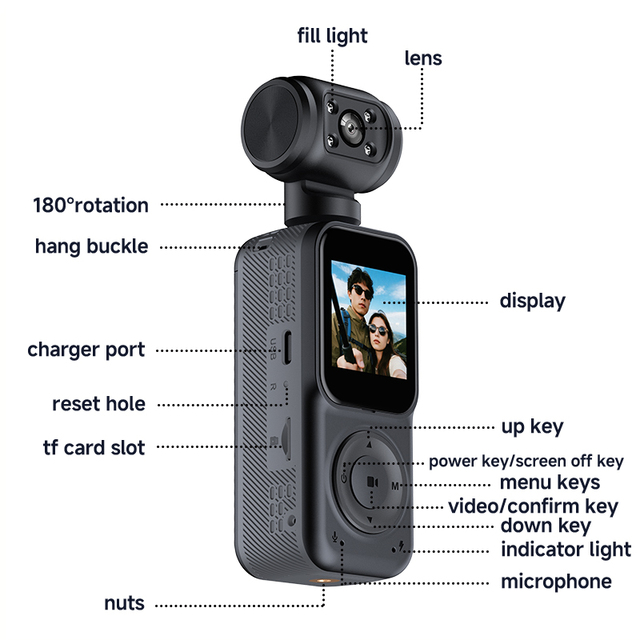 4K Action Camcorder Full HD Driver Mini Motorcycle Helmet Sports Ultra Dv Body Worn Camera for Travel Vlog
