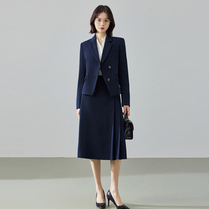 Women's Beige Suit Set With Jacket And Skirt Or Pants For Office Commute Spring Autumn Anti-Wrinkle Polyester Fabric - Product Image 3