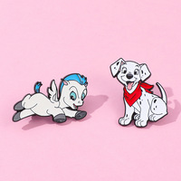Broches en émail métallique animaux de dessin animé : cheval, chien mignon, objets d'art de collection