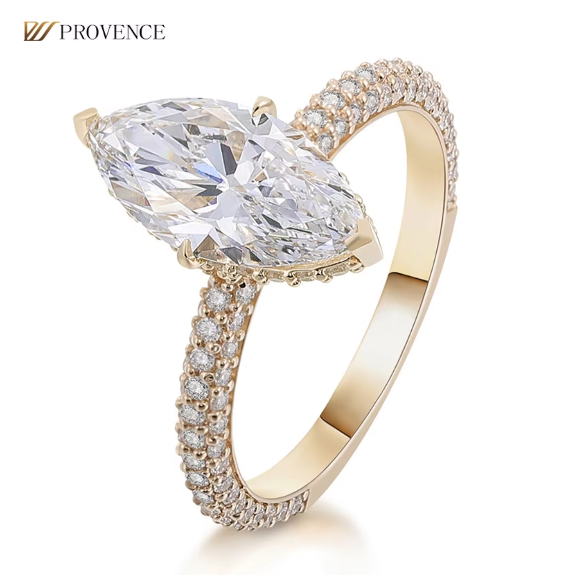 แหวนเงิน 925 ชุบทอง ประดับเพชรสังเคราะห์