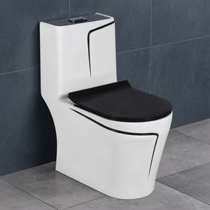 Salle de bain, style moderne et luxueux, toilette monobloc ronde en céramique dorée et grise, réservoir dissimulé, ensemble de toilette 1 pièce - Product Image 3