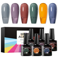 Ensemble de gel à ongles semi-transparent MEET ACROSS 6 couleurs, gel à ongles UV longue durée, non toxique, 8 ml