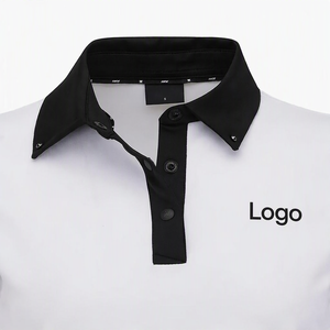 Polo pour femme blanc à manches longues, col contrastant noir, coupe ajustée, idéal pour le golf et le tennis - Product Image 3