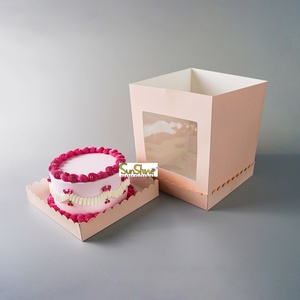 SunShine Portable Square Kraft Paper Cake Box 4/6/8/10/12 Inch Wholesale Birthday Baking & Packaging Boxes - Product Image 4