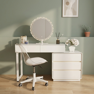 Modern Makeup <b>Vanity</b> <b>Table</b> with Lighted <b>Mirror</b> Storage Desk for Bedroom Furniture - Product Image 2