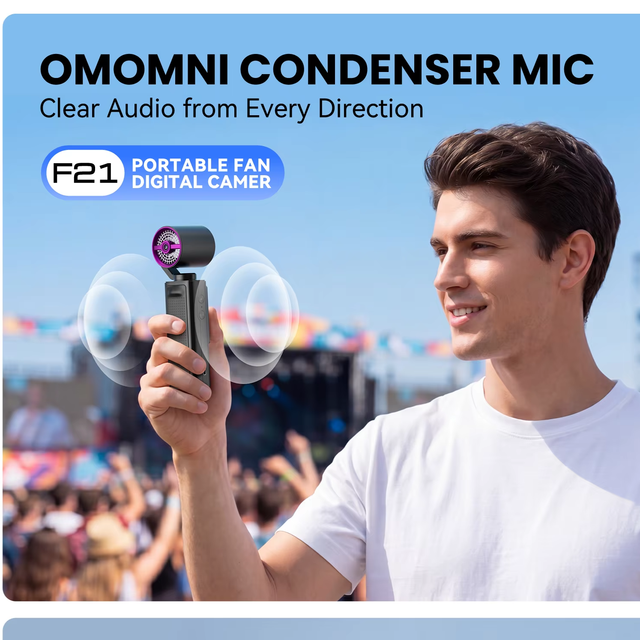 Best Selling Handy Camera Support Rotating Head Vlogging Gear 2 in 1 Fan 2200mah Battery Gimbal Portable Fan with Camera