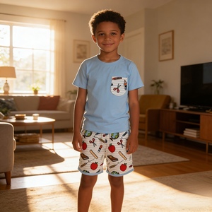 Conjunto de Ropa para Bebé Niño, Diseño de Manzanas Azules, Manga Corta, para Regreso a Clases, Venta al Por Mayor, BSSO1921 RTS Boutique - Product Image 1