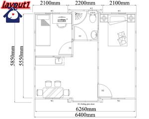 20FT ตู้คอนเทนเนอร์ขนาด40ฟุตแบบ3ห้องนอนบ้านแปลน20 40ft ขยายได้ - Product Image 3