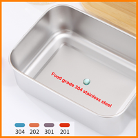 Caja Bento de acero inoxidable 304 para adultos, apta para microondas, lavavajillas, a prueba de fugas, fiambrera de madera para niños